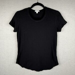 James Perse Shirt Womens 2  (S/M) Black Crewneck Short‎ Sleeve Modal Cotton Tee